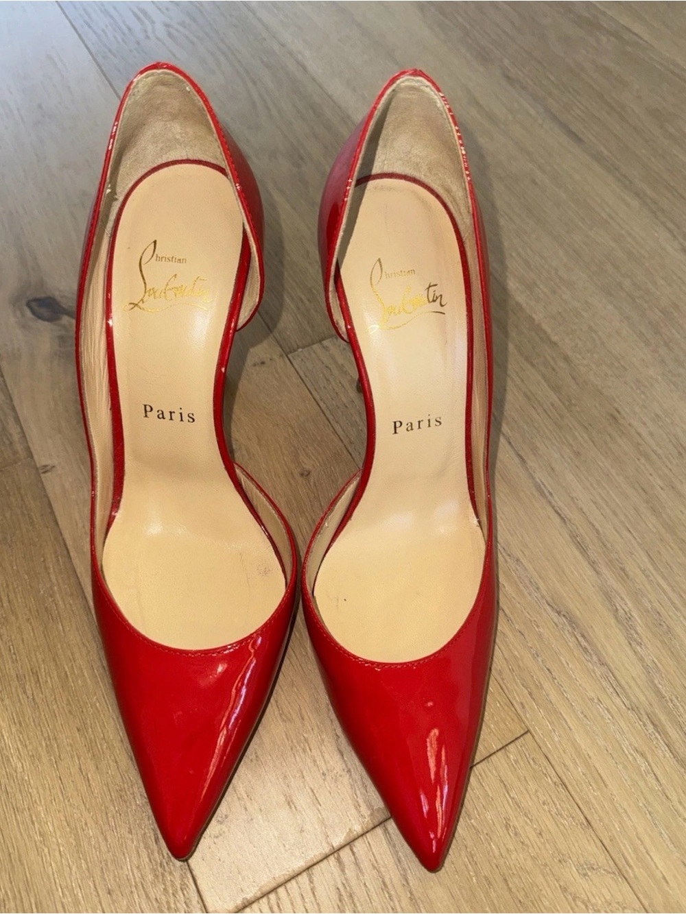 Christian Louboutin Red Patent Iriza Half D'Orsay Pumps